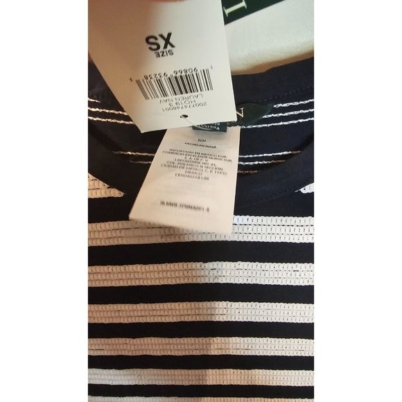 NWT Lauren Ralph Lauren Sequin Dress Sz XS Navy/White- Gorgeous! - Picture 8 of 9